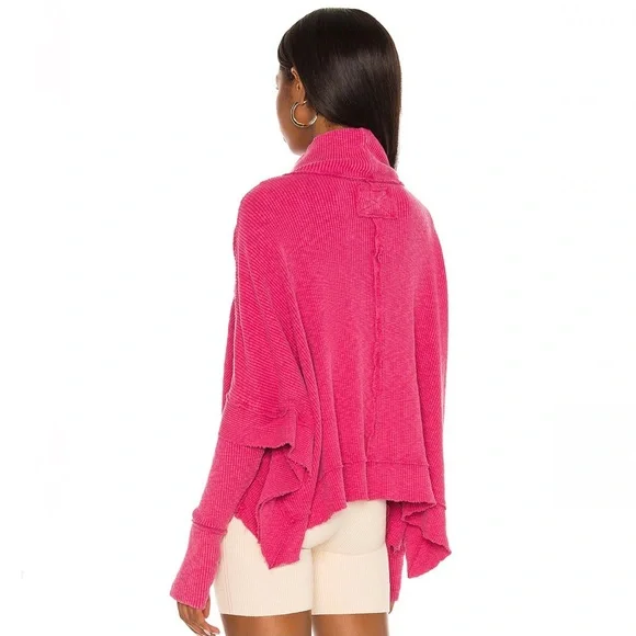 FREE PEOPLE PINK LONG SLEEVE RIBBED TOP - Picture 7 of 9